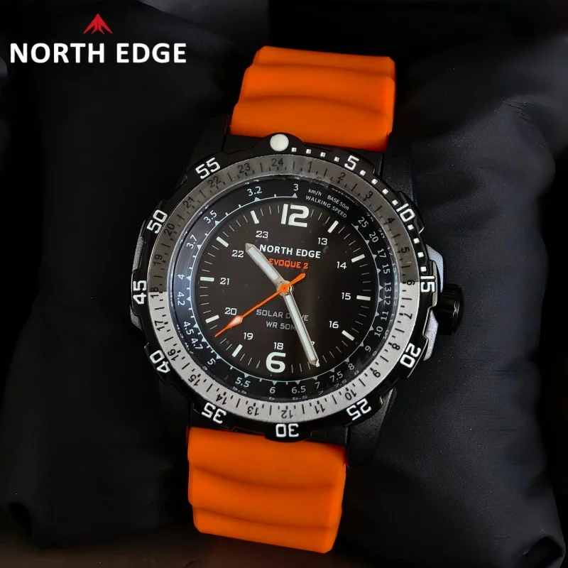 NORTH EDGE EVOQUE2 Solar Powered Watch 50M Waterproof Luminous Quartz Outdoor Sports Watch Luminous Enviormentally Clock