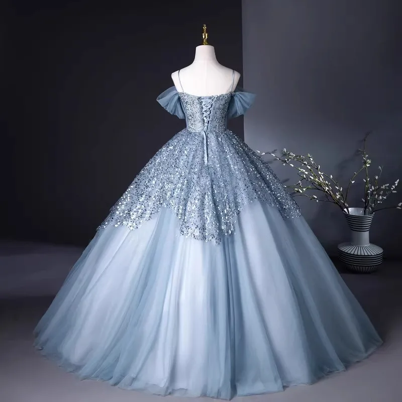 فستان سهرة من الشاش الخفيف الأوروبي والأمريكي الجديد، فستان الأميرة، هدية قادم من العمر، فحص فني راقي للغاية #5