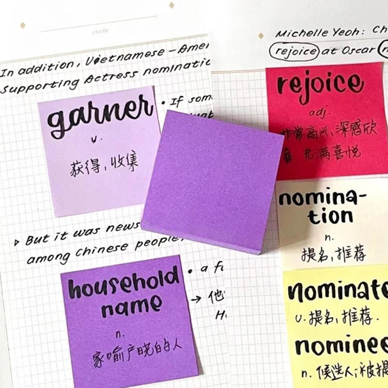 透明な付箋、メモ帳、防水タブ、n回のステッカー、学校の文房具、事務用品、11色、100枚