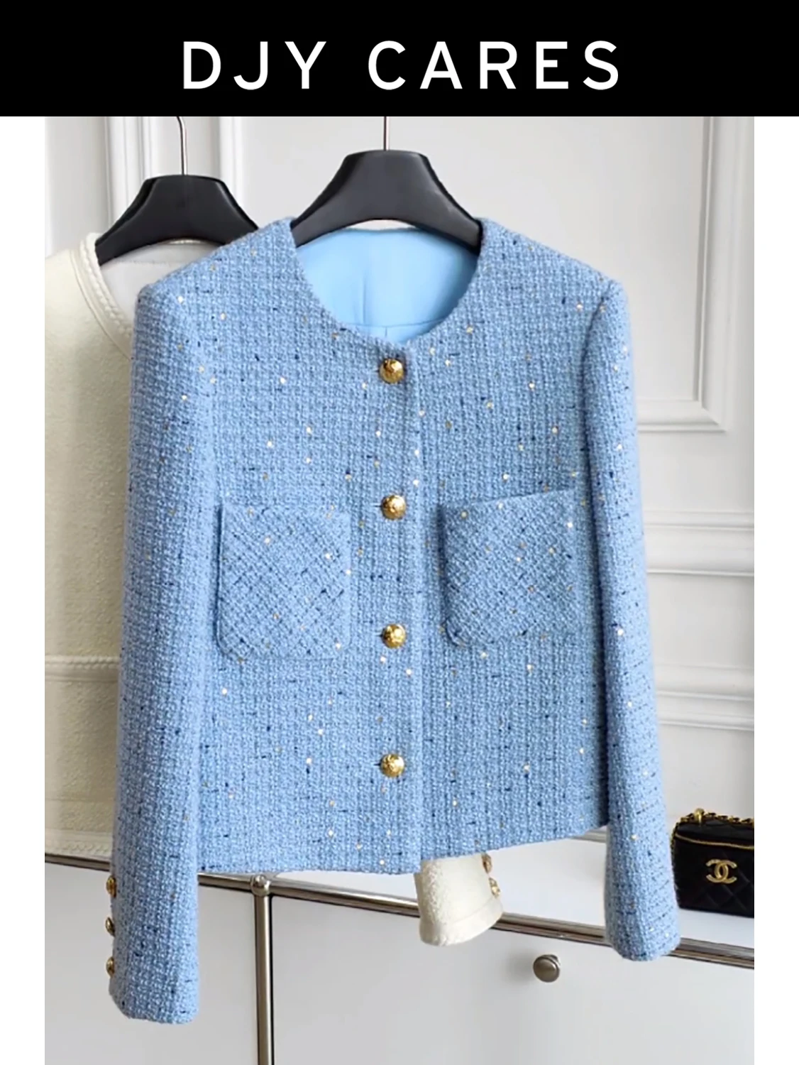 New  Coat sequined light blue top big  size