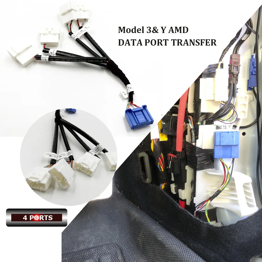 SATONIC 4 in 1 AMD Data Port Transfering Connector For Tesla Model 3 Y Extend 4 Devices