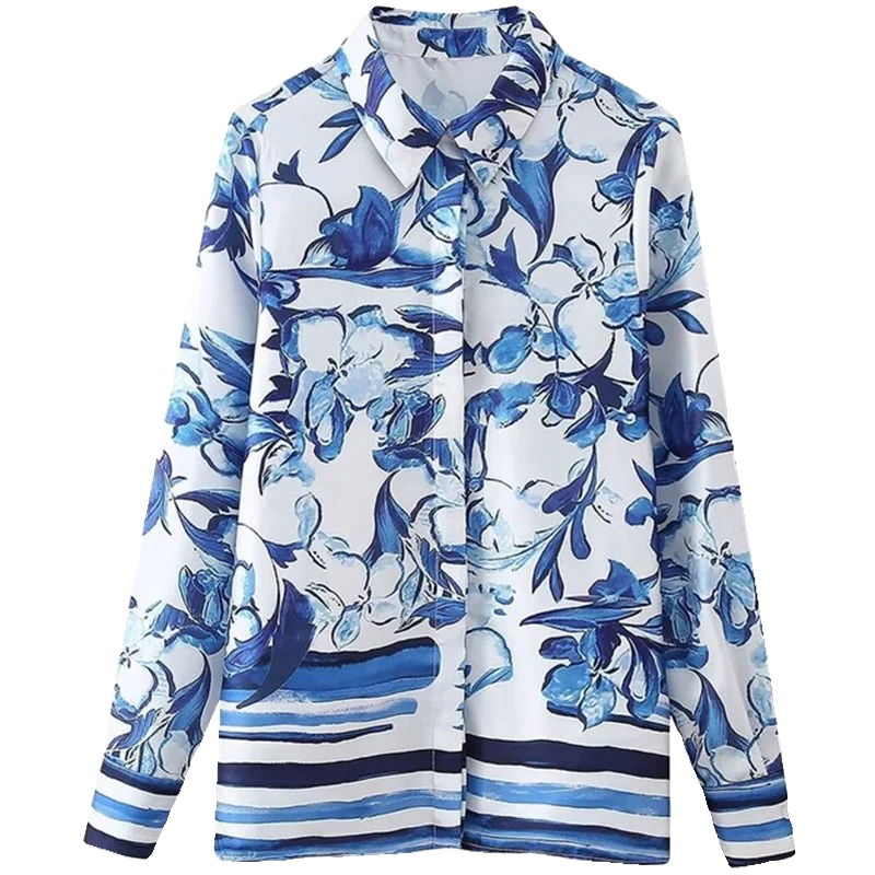 Printemps 2024 femmes irt imprimé fleuri polyvalent minceur Ne Long Sve coupe droite décontracté Faionable