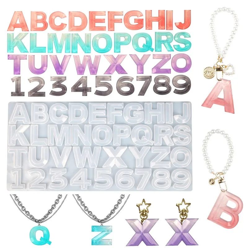 Resin silicone molds, three-dimensional letter and number silicone molds, suitable for DIY decoration and pendant molds.