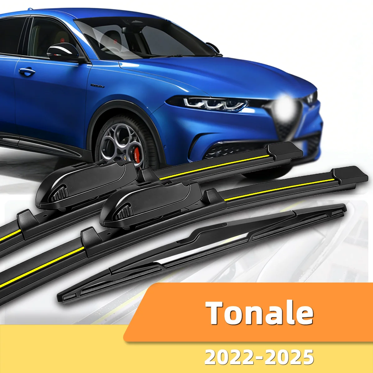 

Car Wiper Blades Suitable For Alfa Romeo Tonale 2022-2025 Low-Noise Front And Rear Wipers With Natural Rubber Strip Accessories