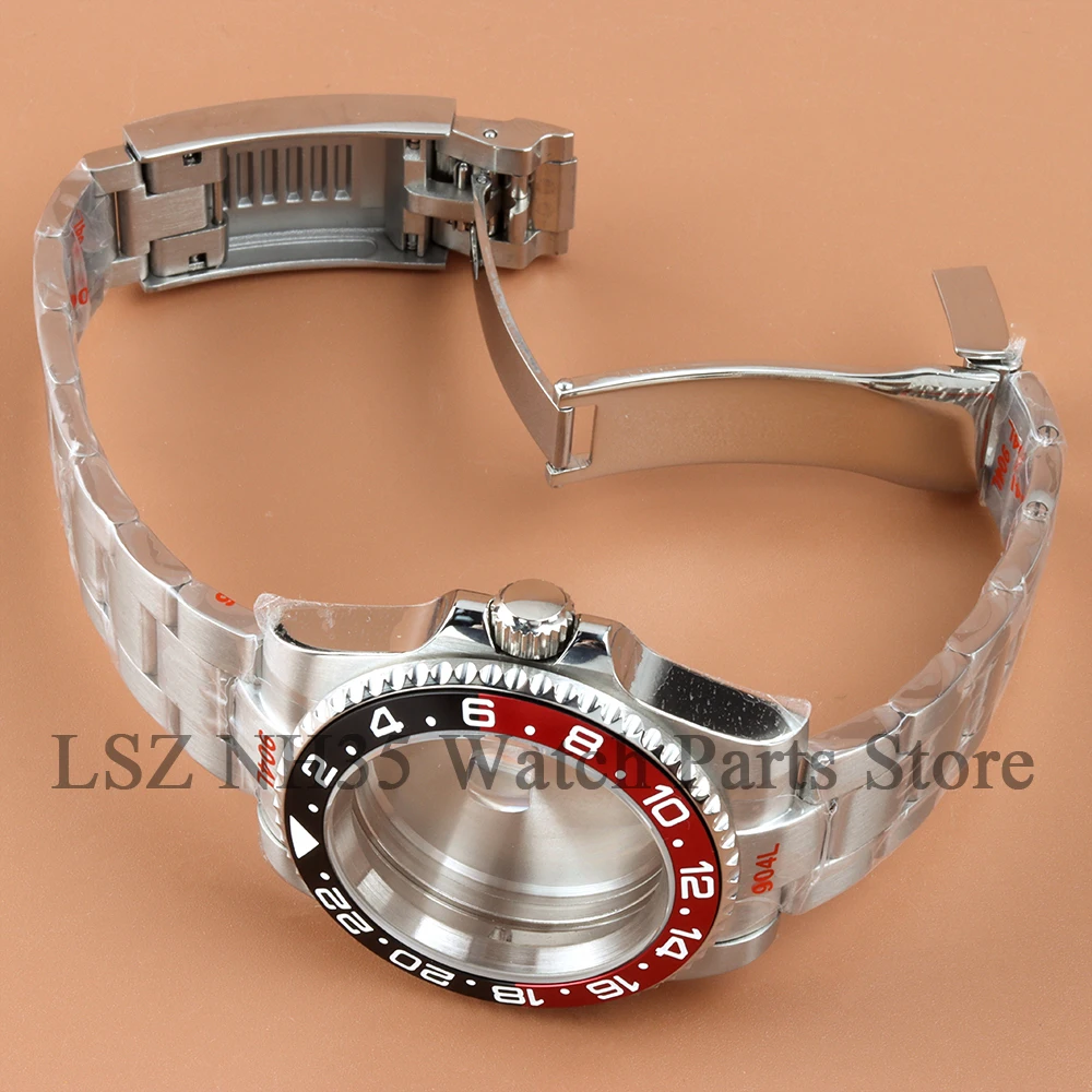 40mm 腕時計ケース シルバー 316L スチール ブラッシュド オイスターストラップ サファイアガラス ヨットマスター SUB GMT NH34 NH35 NH36 NH38 ムーブメント対応