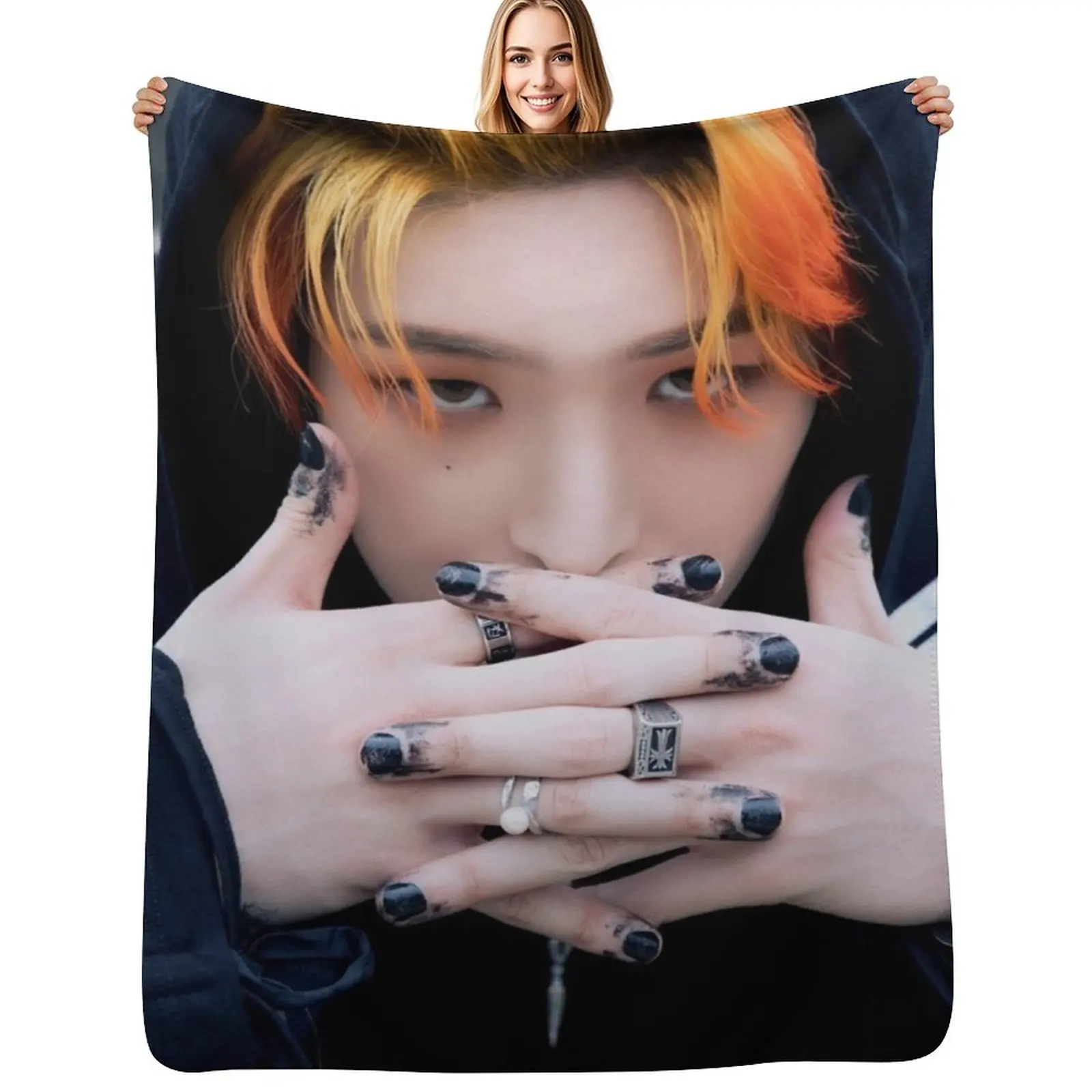 ATEEZ MINGI HALAZIA Throw Blanket Plush Fuzzy Cozy Blanket for Couch Sofa