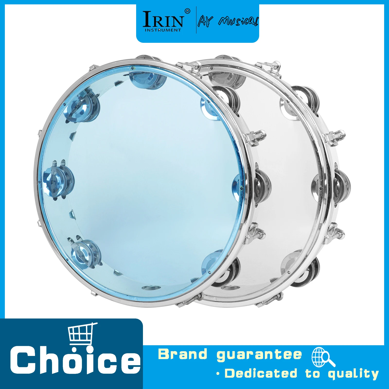 J176 Round-shaped Tambourine Handheld Percussion Drum Double Jingle Tambourine Toy with Stainless Steel Frame for Performance