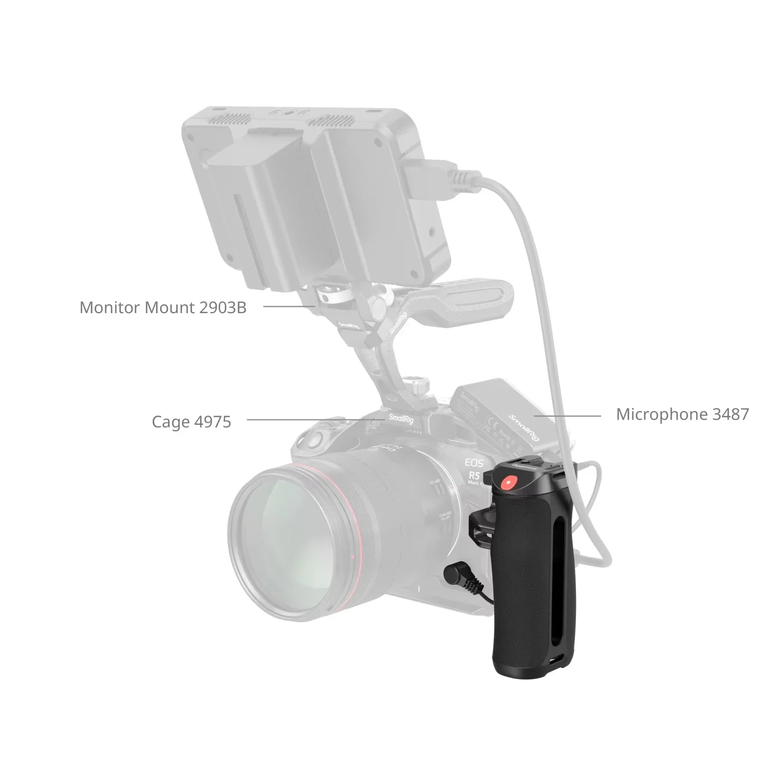 SmallRig Camera Cage Handle With Rec Trigger Anti-slip Side Handle & a Built-in Recording Button For Sony Canon Fujifilm Camera