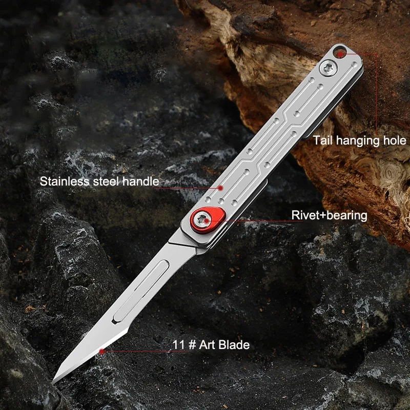 Imagem -02 - Faca Dobrável com Lâminas Substituíveis Bisturi Portátil Quick Open Edc Pocket Knife 10 Lâminas Útil Sobrevivência Camping Tool No.11