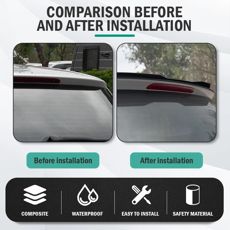 Car Rear Spoiler Universal Top Rear Roof Spoiler ABS Trim Strip Suitable For Hatchback For Chery Subaru Tesla Chevrolet Citroen