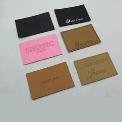 100pcs Custom Debossed Sew On Genuine Tag Jeans Leather Patches Label Leather Labels Handmade Personalized for Clothing Hat Bag