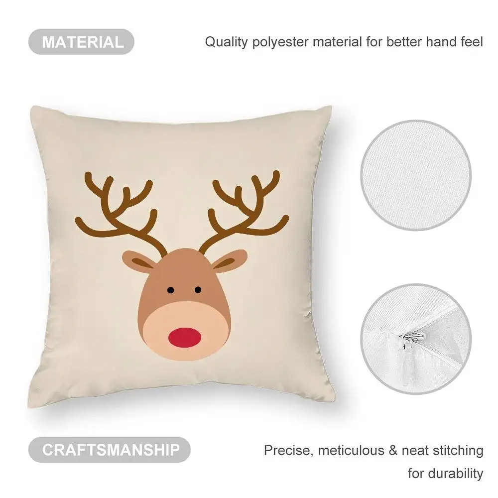 Weihnachten Santa und Hirsch Kissenbezug Sofa Wohnzimmer Schlafzimmer doppelseitiger Druck quadratisches Kissen Nickerchen Zeit Kissenbezug
