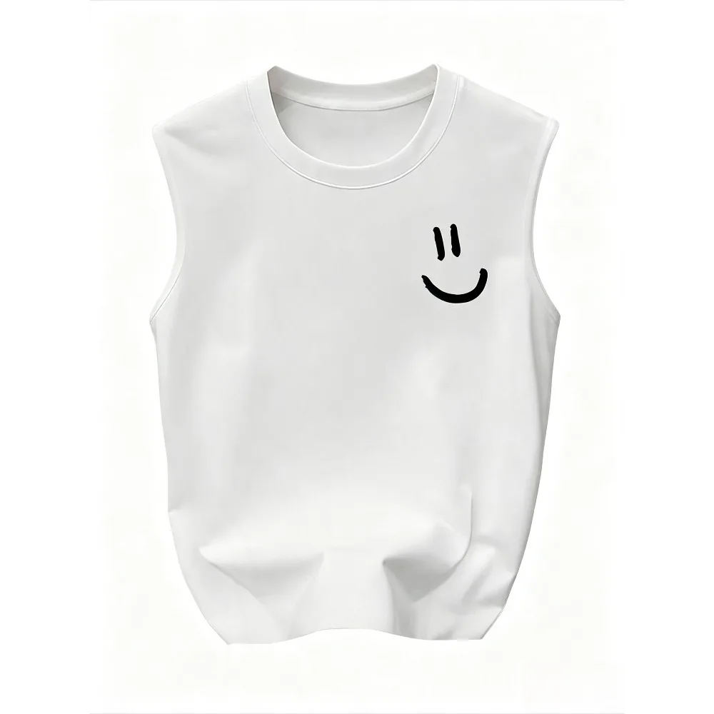 Hand Drawn Simple Smiley Face Graphic Men Sleeveless T Shirt Streetwear Casual Daily Summer Lightweight Tank Top