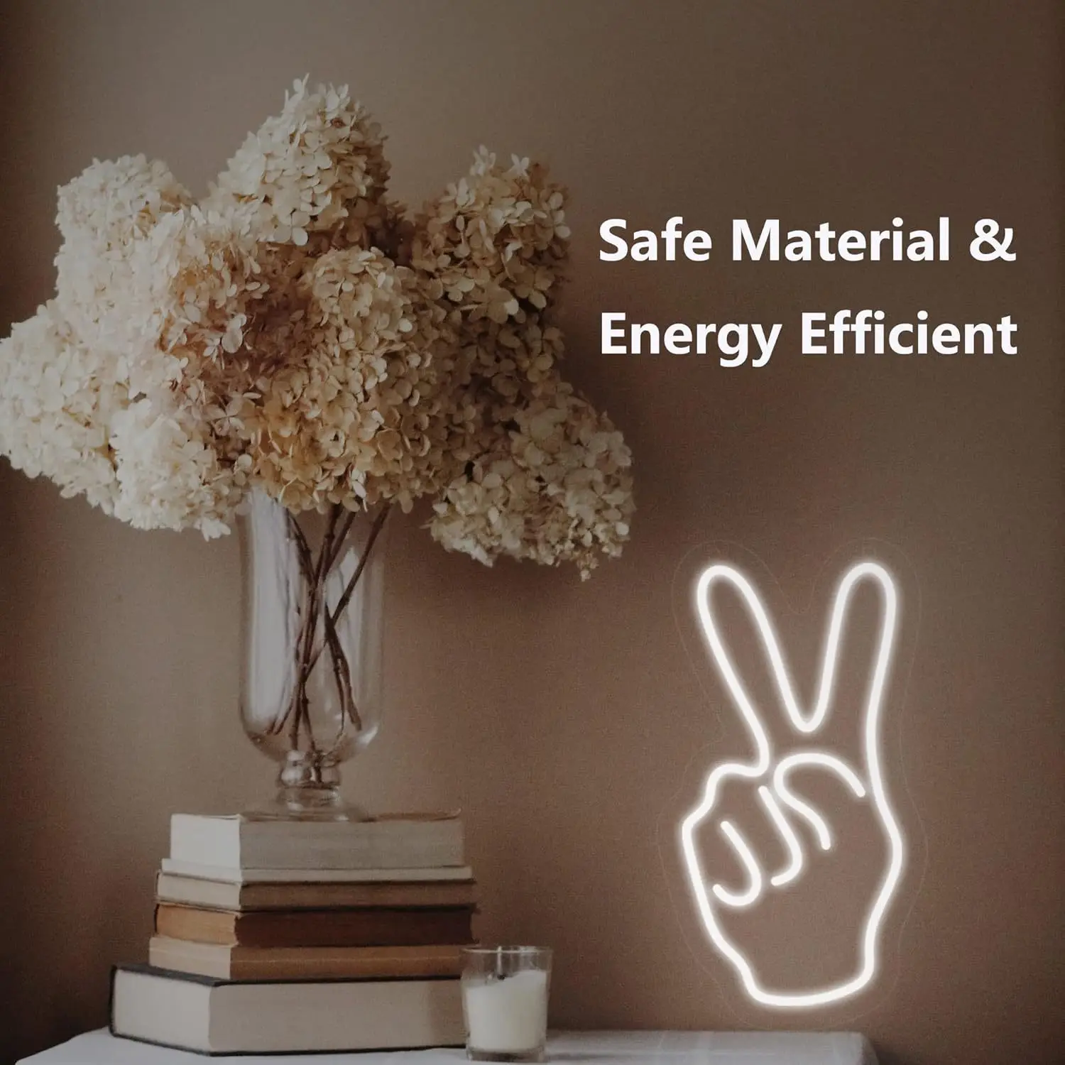 นีออนท่าทางชัยชนะ โคมไฟติดผนังนีออนสีขาวนวนิยาย เหมาะสําหรับงานปาร์ตี้ครอบครัวและการตกแต่งวันหยุด