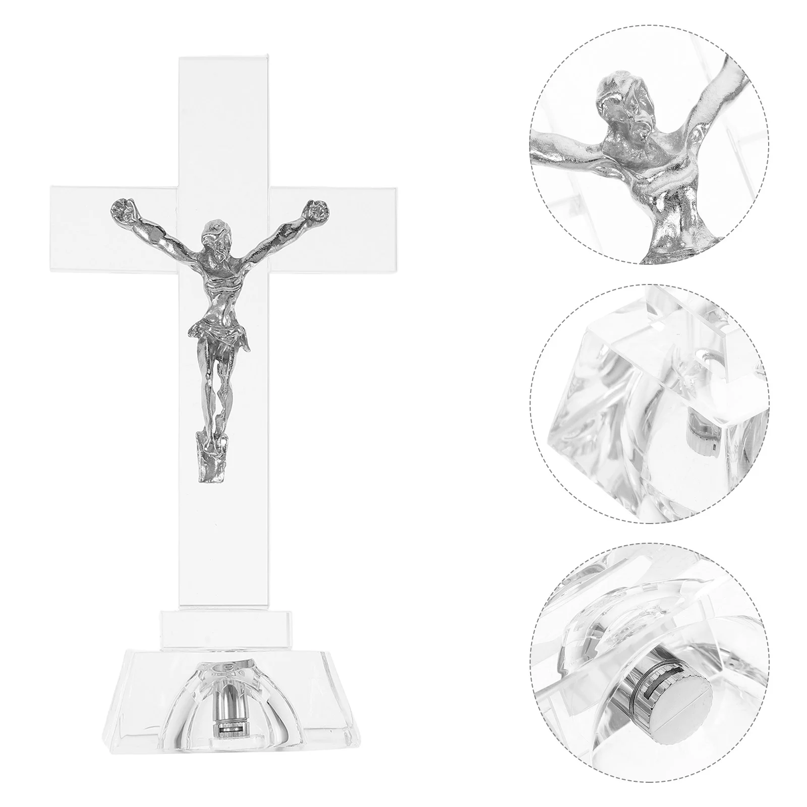 

Crystal Decorative Lamp Decoration Home Religious Ornament Figurine Photo Church Adornment Cross Prayer White Office Ornaments