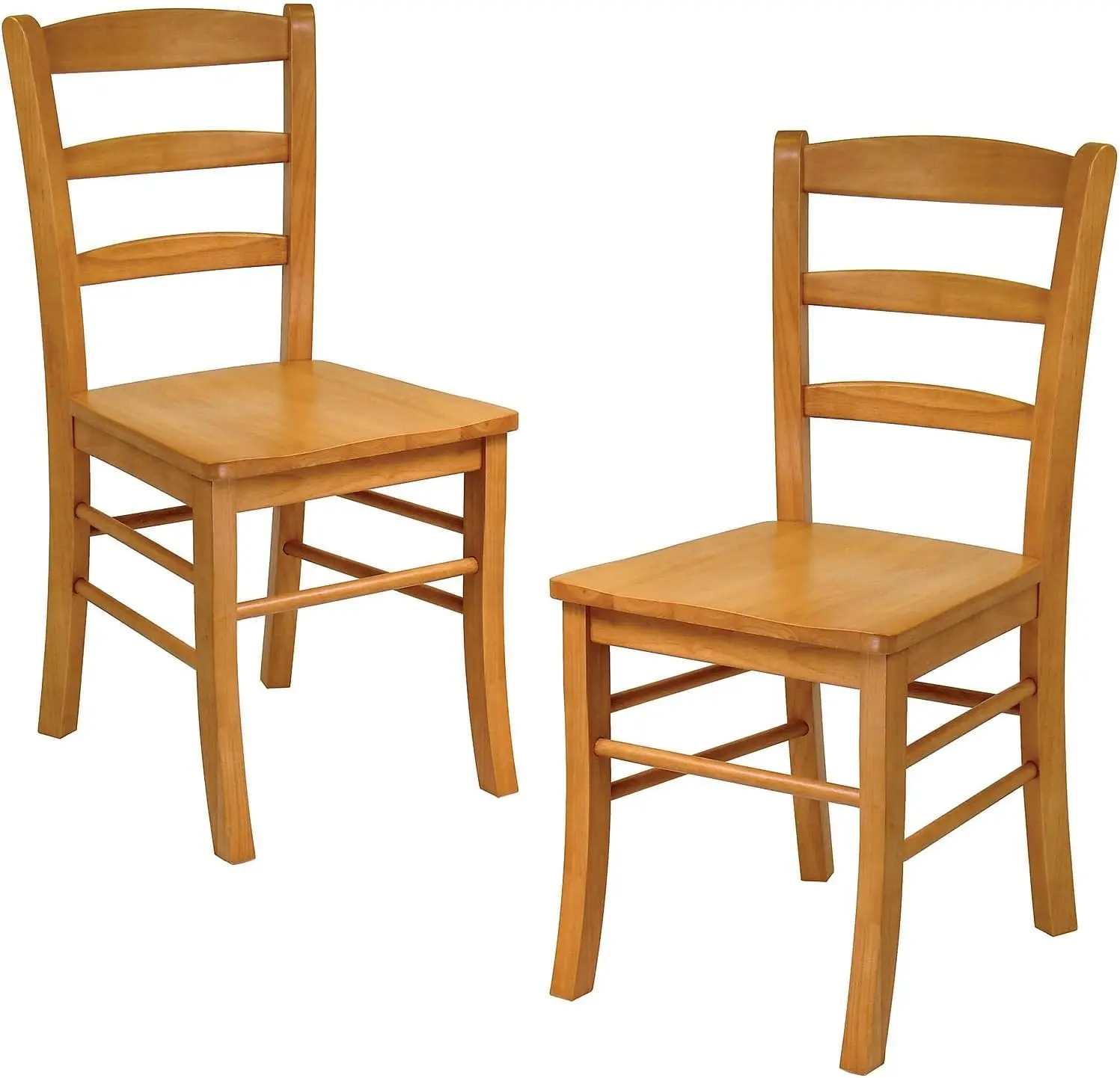 Wood Ladder Back Chair, Light Oak, 2 Pieces (34232), Max weight limited 220 Lbs. Made from solid wood in light oak finish.