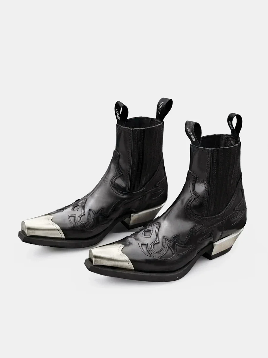 

2025 New Vintage Spanish Autumn Iron Head Platform Men's and Women's Punk Flat Replacement Chelsea Short Boots