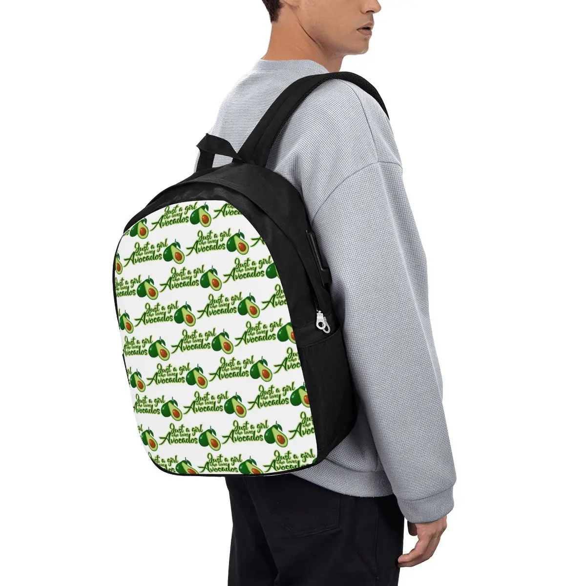 Just A Girl Who Loves Avocado Backpack Travel Notebook Bag Computer College Student School Bag Laptop Shoulder Bags Men Women