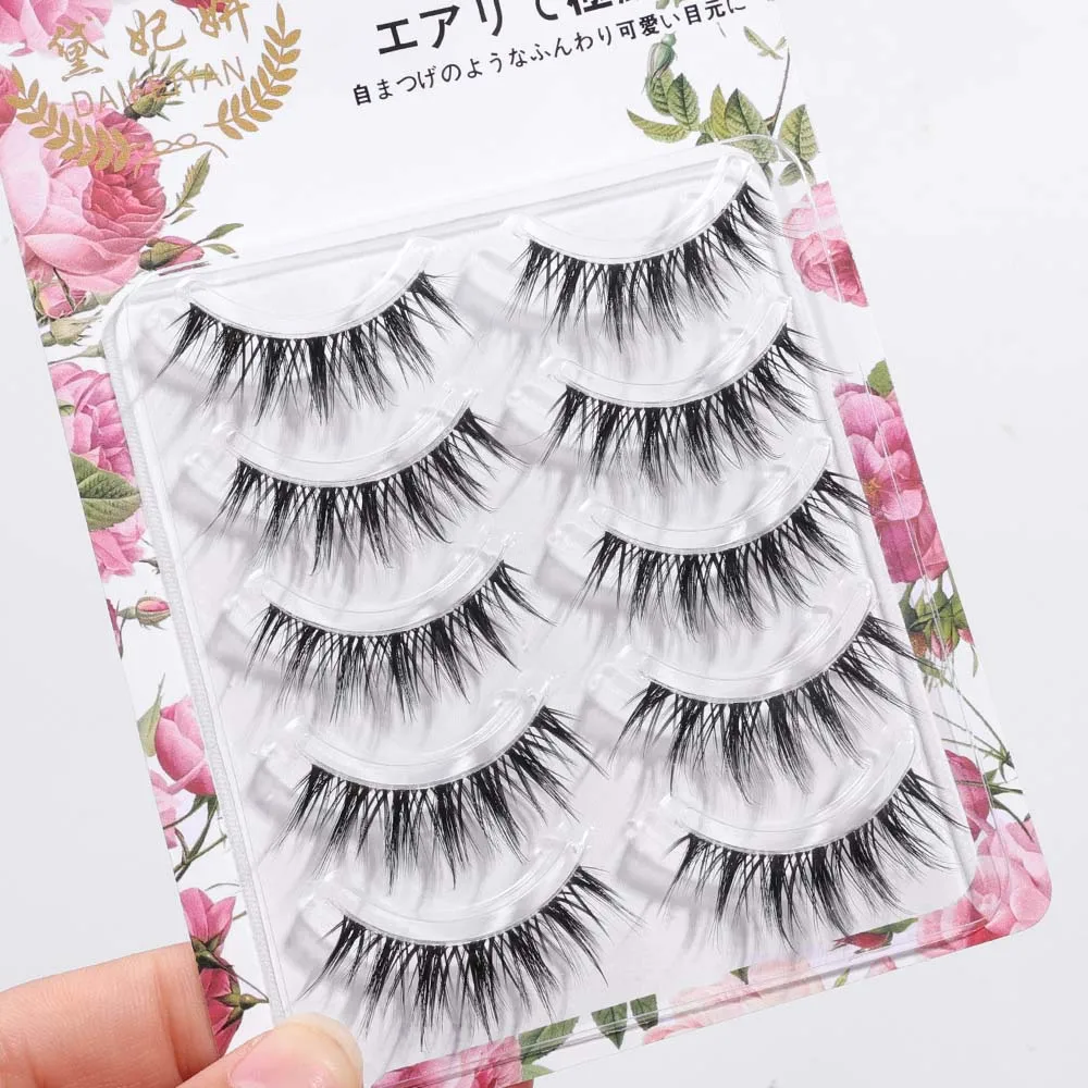 5 Pairs New Natural Manga Lashes 3D Soft Eyelashes Thick False Eye Lashes Manga Daily Dating Makeup Eyelashes Lashes Wispy