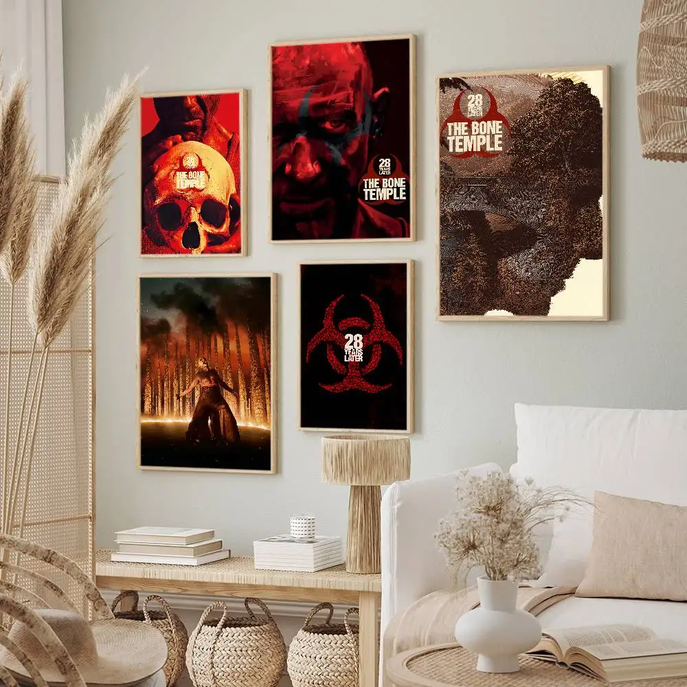 Pôster do filme 28 Years Later The Bone Temple, pintura em tela para decoração de casa, sala de estar e clubes