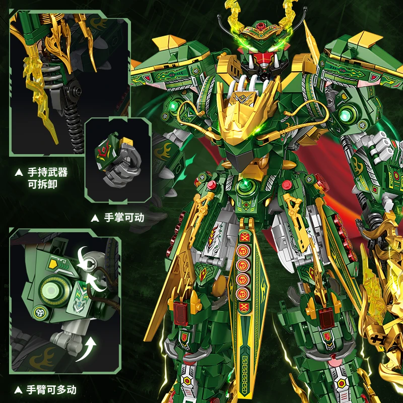 giocattolo-educativo-per-ragazzi-kit-di-montaggio-diy-guan-yu-azure-dragon-mecha-nuovo-modello-collezionabile-cinese-guochao-dei-tre-regni-2025