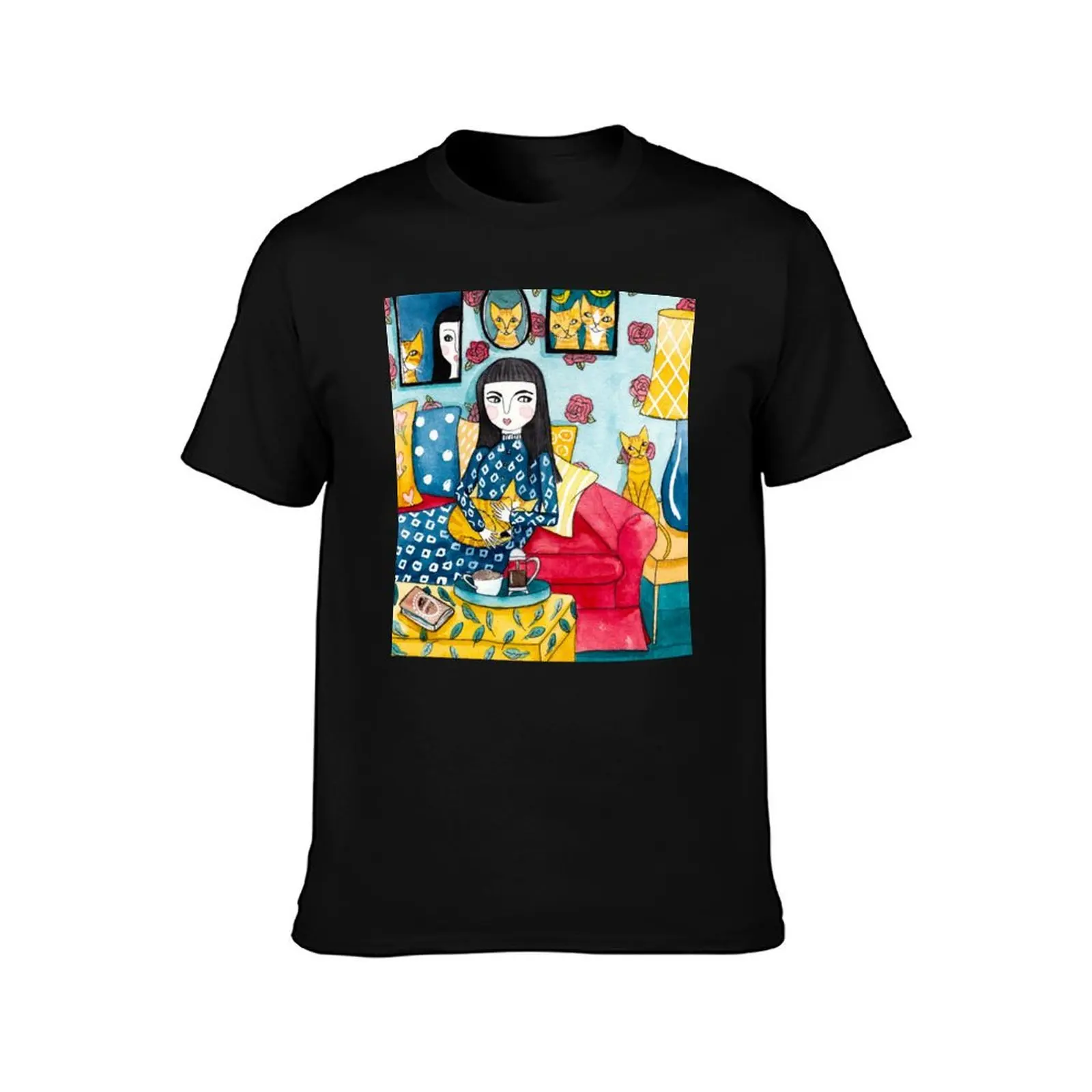A Girl and Her Ginger Cats T-Shirt Halloween Casual T-Shirt