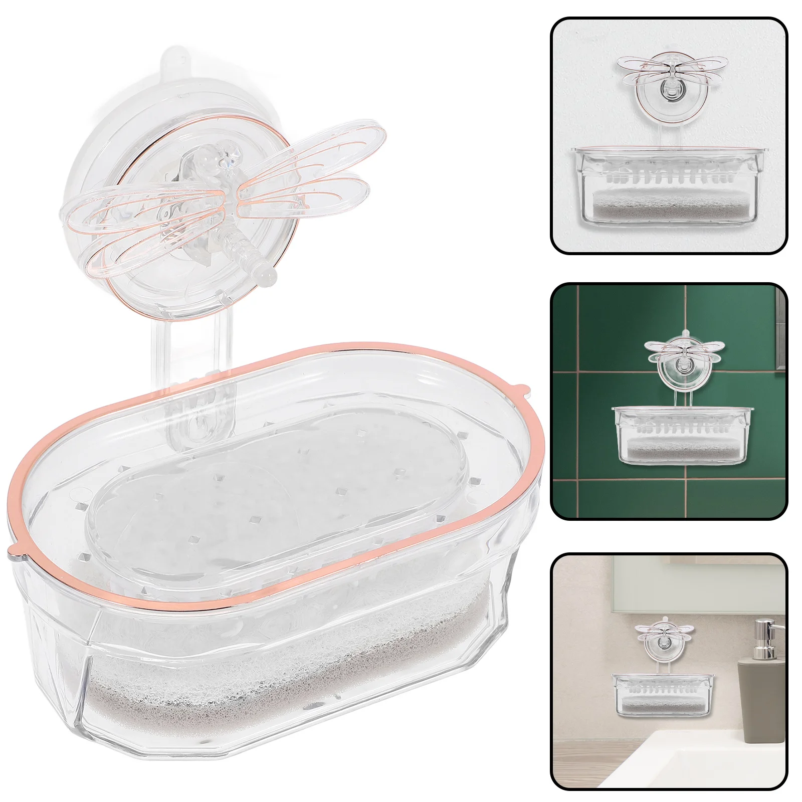 

Suction Cup Soap Holder Wall Mount Waterproof Drainable Soap Dish for Kitchen Bathroom Bar Storage Strong Adhesive No Drill