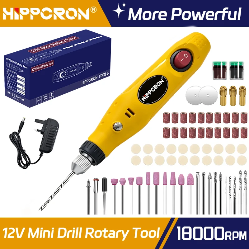 Hippcron Mini Handheld Electric Drill Pen with UK Plug, Grinding Polishing Woodworking Jewelry Metal Glass Engraving Carving