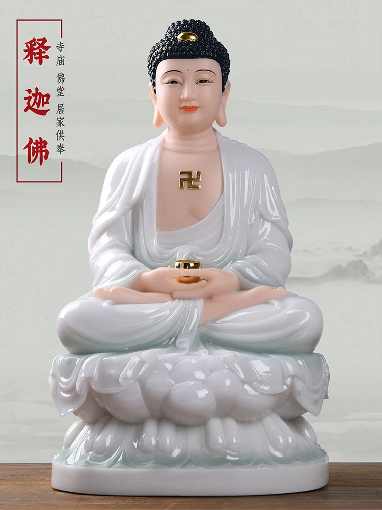 High grade jade Shakyamuni Buddha statue Southeast Asia HOME temple Shrine protection Buddhism Worship Amitayus Buddha statue
