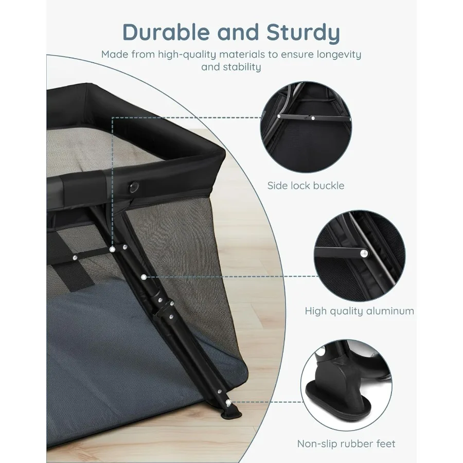 Culla da viaggio 2in1 Culla portatile con zaino per genitori OntheGo Box da viaggio leggero per bambini con design pieghevole e spesso