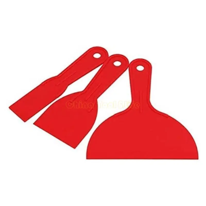 57QF Pack Of 3 Plastic Putty Scraper Set Suitable For Wall Paper Decal Spackling Taping Texture Creation Professional Project