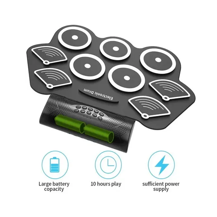 Portable Roll‑up USB MIDI Electronic Drum Kit Silicone Percussion Instrument with Headphone Jack for Beginner