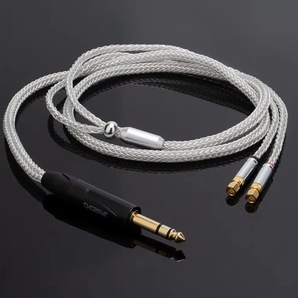 16cores pure Silver 6.35mm earphone cable For HE400 HE5 HE6 HE300 HE4 HE500 upgrade Audio Headset Cable