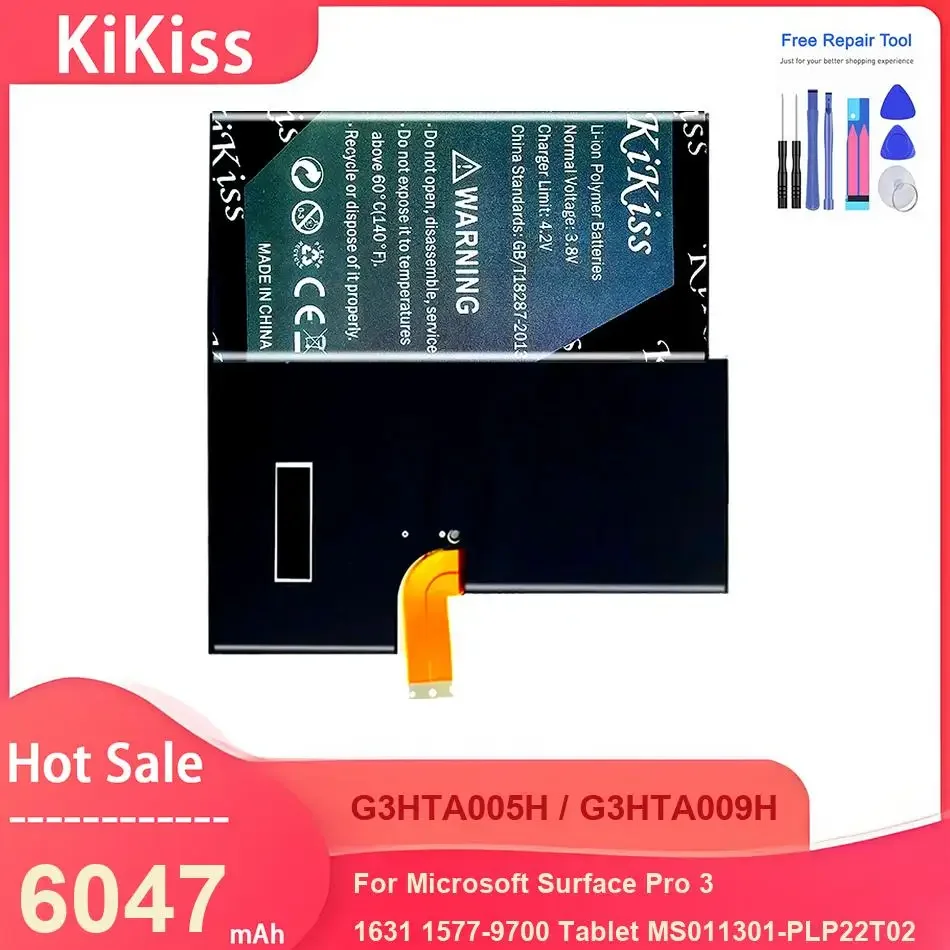 

Аккумулятор KiKiss для планшетов Microsoft Surface Pro 3 1631 1577-9700 MS011301-PLP22T02, G3HTA005H / G3HTA009H, 6047 мАч