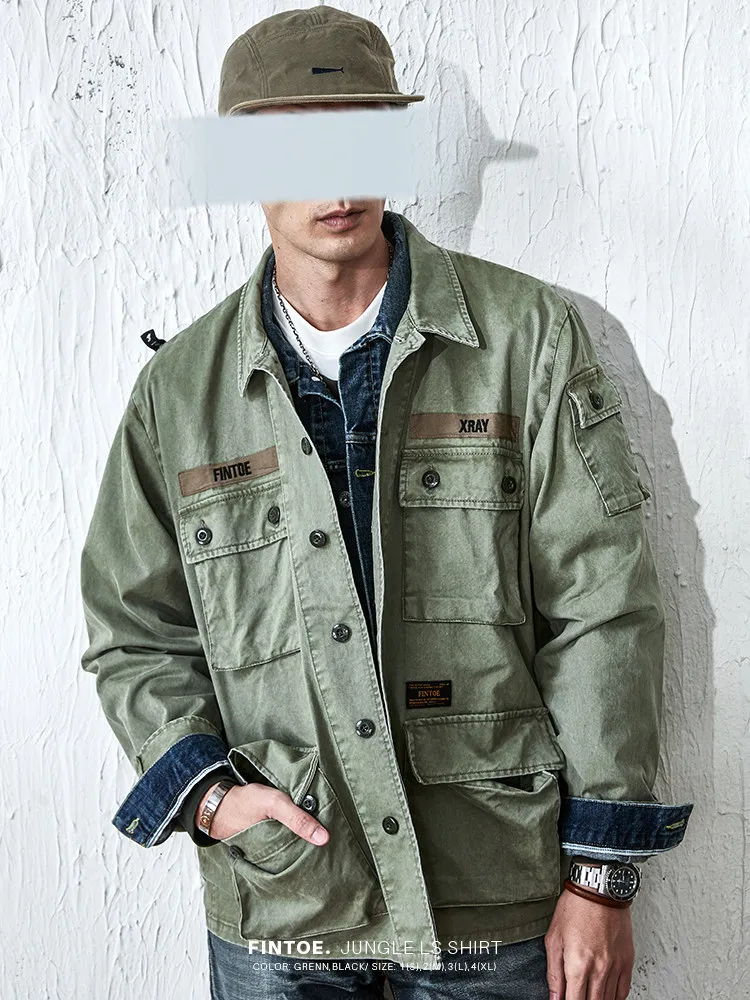 Japan Style All Cotton Twill Mill Heavy Water Washed Four Bag Jacket for Men