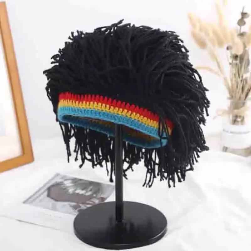 Reggae Dreadlocks Warm Knit Hat Wig Beanie Caps Men Handmade Crochet Hat Halloween Holiday Birthday Gifts Funny Party Balaclava