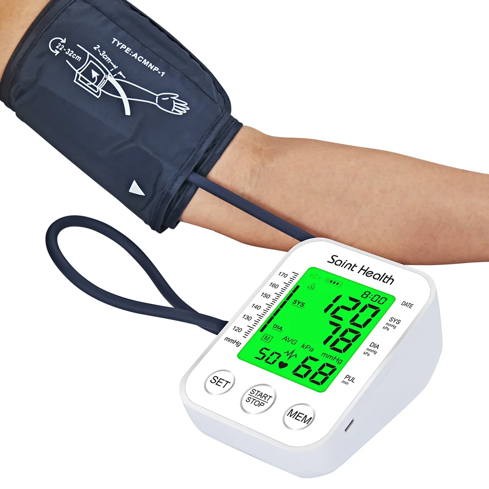 Saint Health Portable Russian Voice Arm Automatic Blood Pressure Monitor  BP Sphygmomanometer Tensiometer Heart Rate Pulse Meter