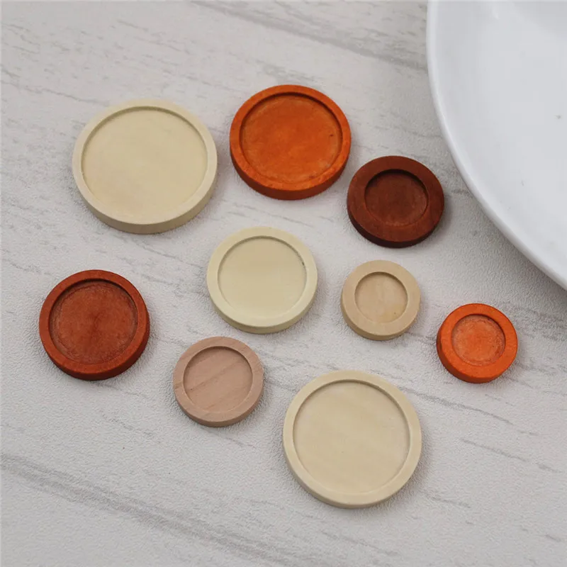 10X Wood Round Cameo Cabochon Setting Base Wood Frame Pendants Glass Globe Jewelry Making DIY Handmade Craft