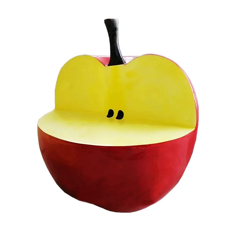 Custom sales of high-quality resin fruit and vegetable sculpture chair sets, benches, apple benches, outdoor decorations