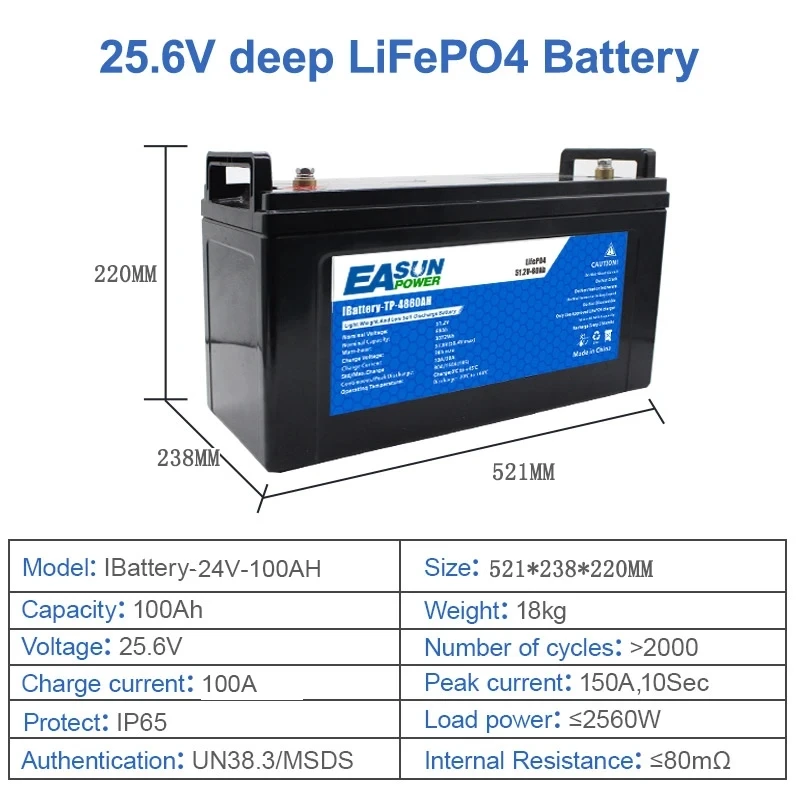 EASUN POWER 51.2V 300AH 100AH LiFePO4-batterij 24V 48V 100AH batterij Powerwall 5KWH 15KWH Lithium-ijzerbatterij 6000+ cycli CAN RS485 BMS ZONDER BELASTING