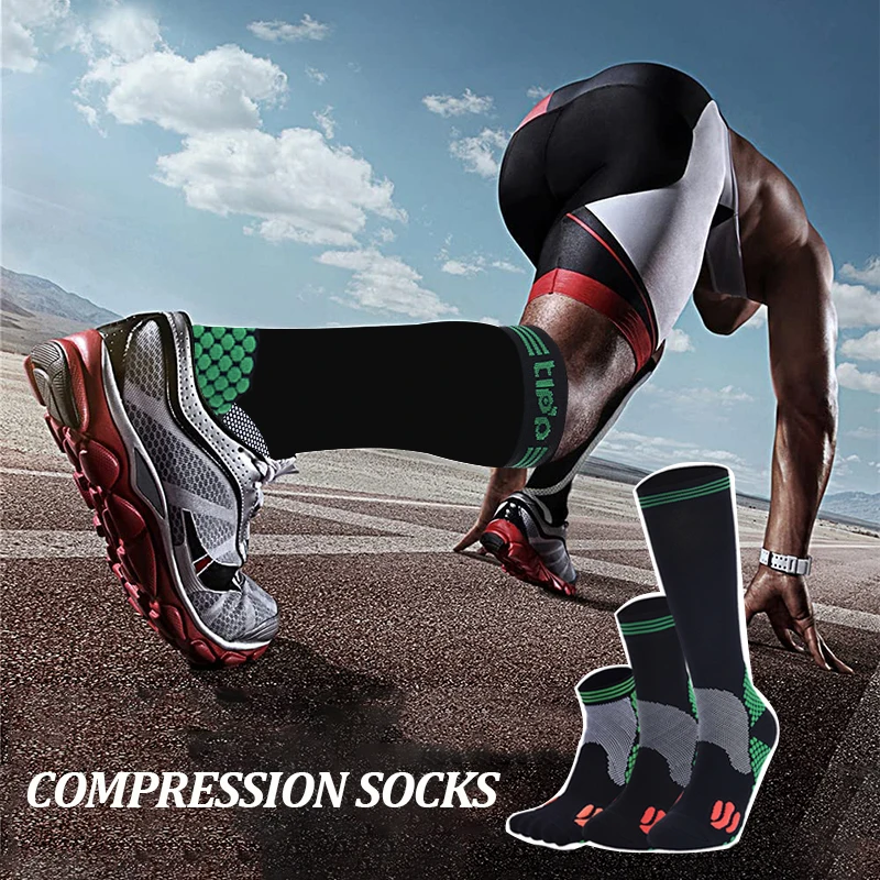 Men\'s Non-slip Compression Socks Women Compression Stockings Medical Nursing Varicose Veins MTB Cycling Soccer Sock Fast-drying