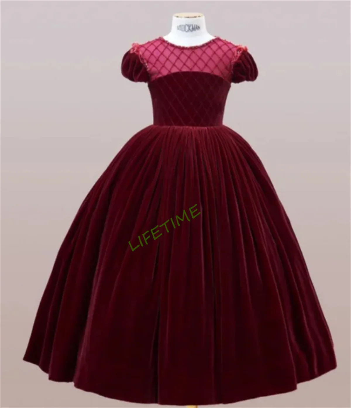 

New Burgundy Velvet Ball Gown Flower Girls Dresses for Wedding Princess Birthday Party Gowns Kids First Communion Dresses 1-14T