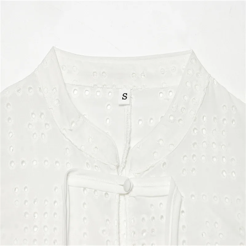 NINE ZAR Women's Sleeveless Chinese Style Button Embroidered Hollow out Top Vest Shirt 3019656 Fashionable Summer Wear