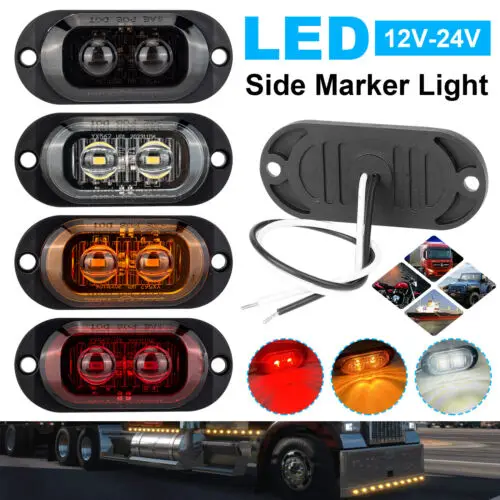 4PCS LED Truck Side Marker Lights Trailer lighting Side Lamps for Car Van Lorry Signal Position Lights White Amber Red 12V 24V