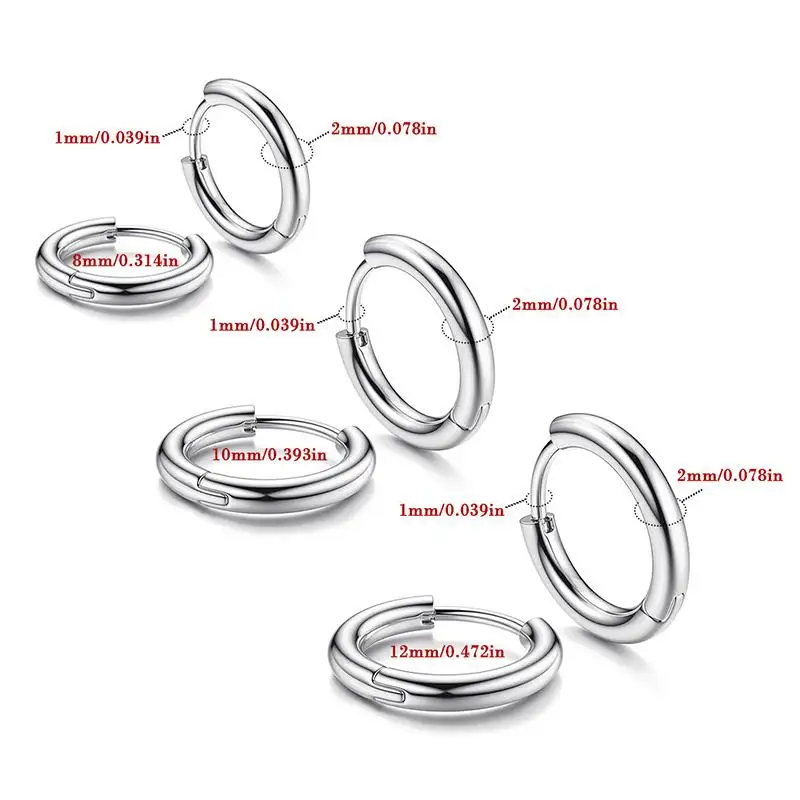 10 Stück Kleine Huggie Hoop Ohrring-Verbinder aus Poliertem Edelstahl für DIY Schmuckherstellung und Bastelzubehör – Detail 5