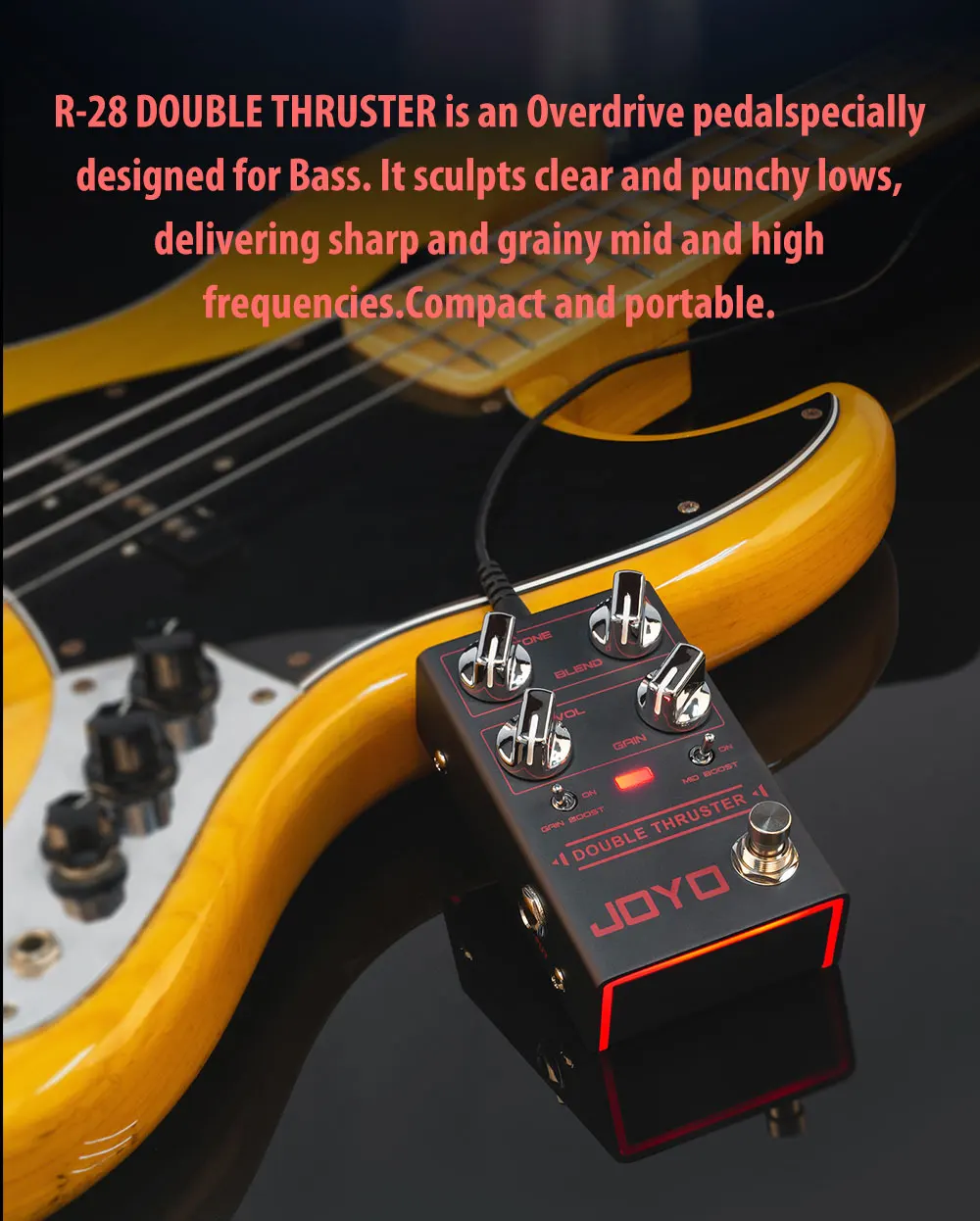 JOYO R-28 DOUBLE THRUSTER Bass Overdrive Pedal Delivering Sharp