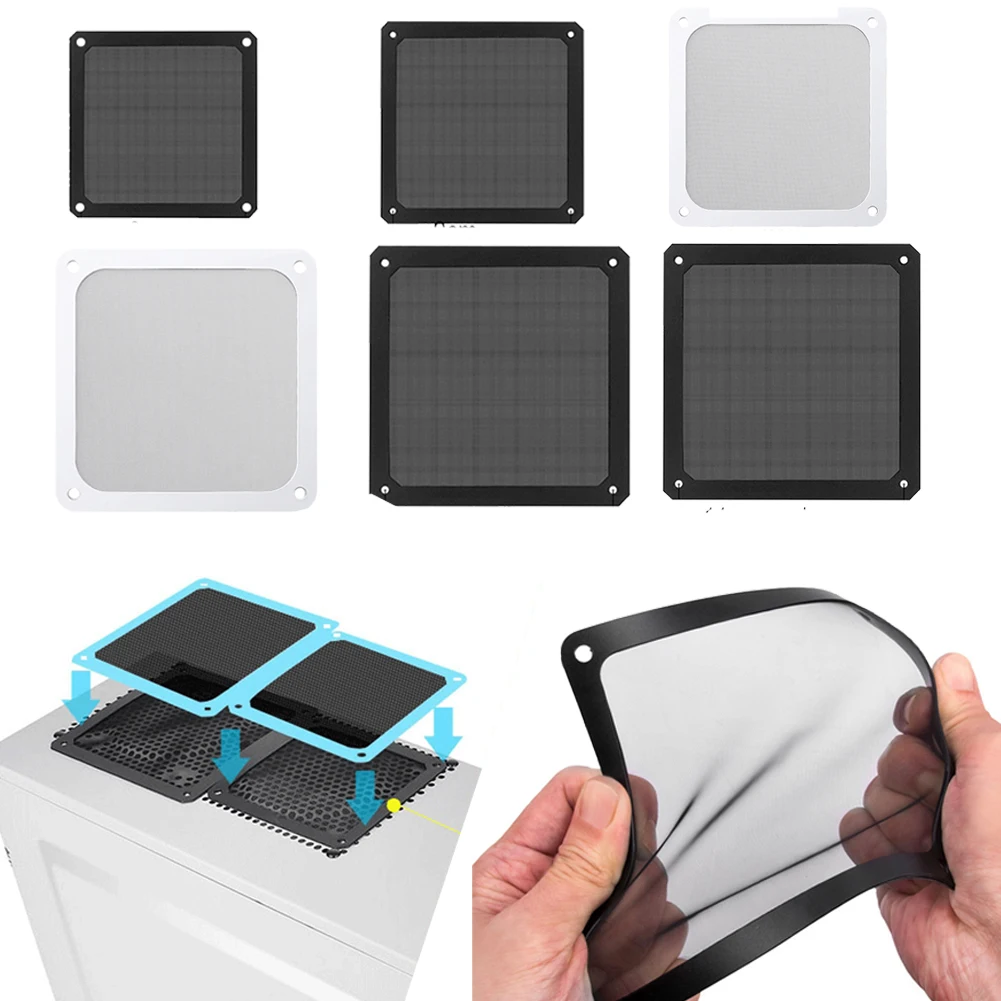 מכסה רשת למאוורר קירור עמיד באבק 80/90/120/140mm מסנן אבק למאוורר קירור למחשב עם חור