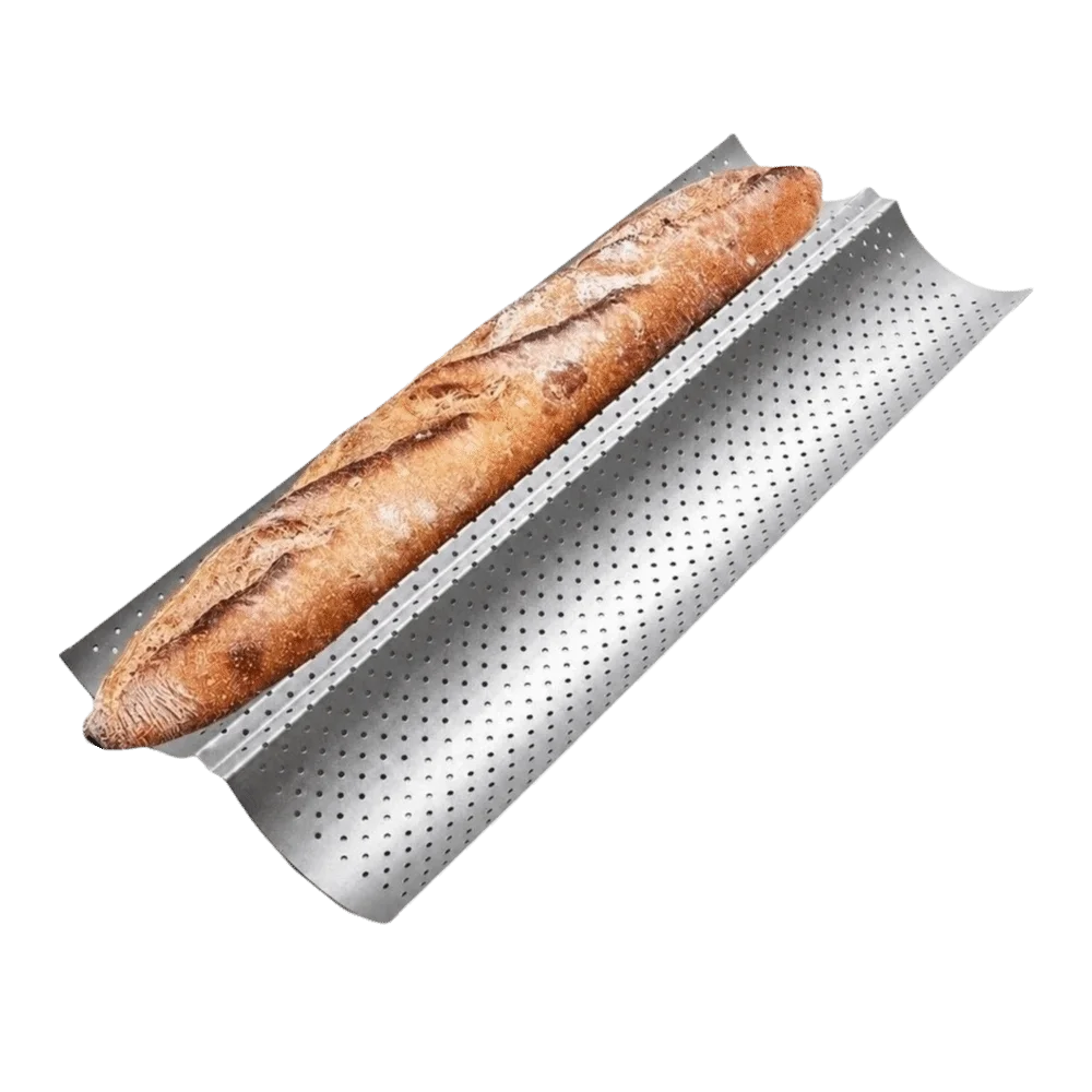 Durable 2/3/4 Slot Baguette Pan Nonstick Carbon Steel Bread Baking Mold Wavy Perforated French Bread Pan Home Kitchen