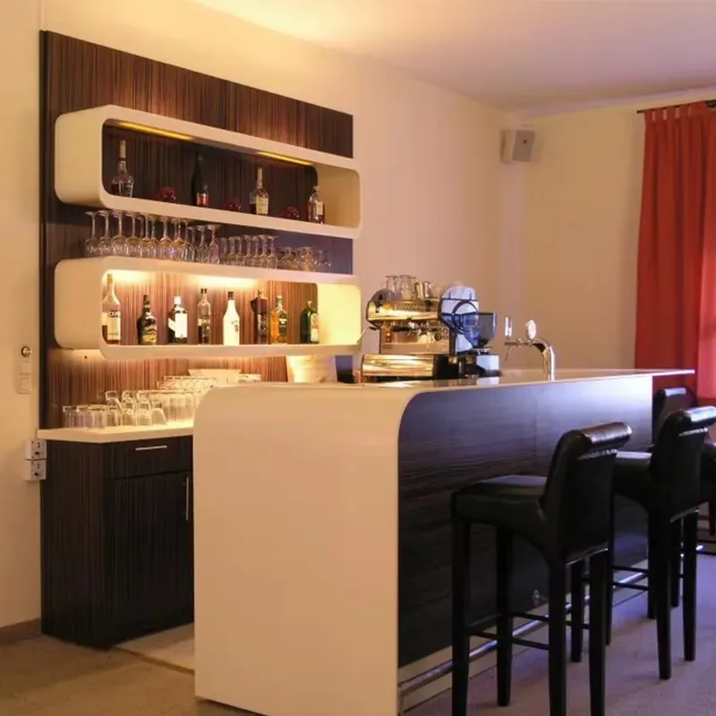 Custom Home Mini Bar Counter Solid Countertop Wine Cabinet Commercial Hotel Club Furniture