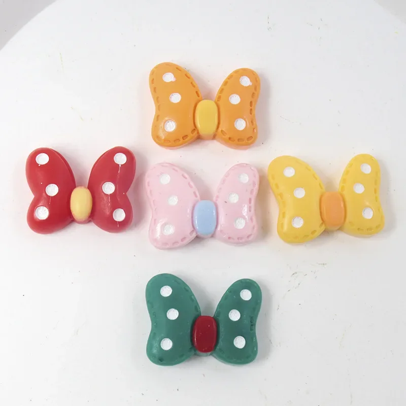 10/100pcs Bow DIY Resin Material Accessories Children's Head Cord Hairpin Refrigerator Sticker Water Cup Home Decoration Pendant